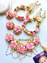 Mohini's Handmade Purple Pearl Bloom - Long Dangling Beaded Earrings