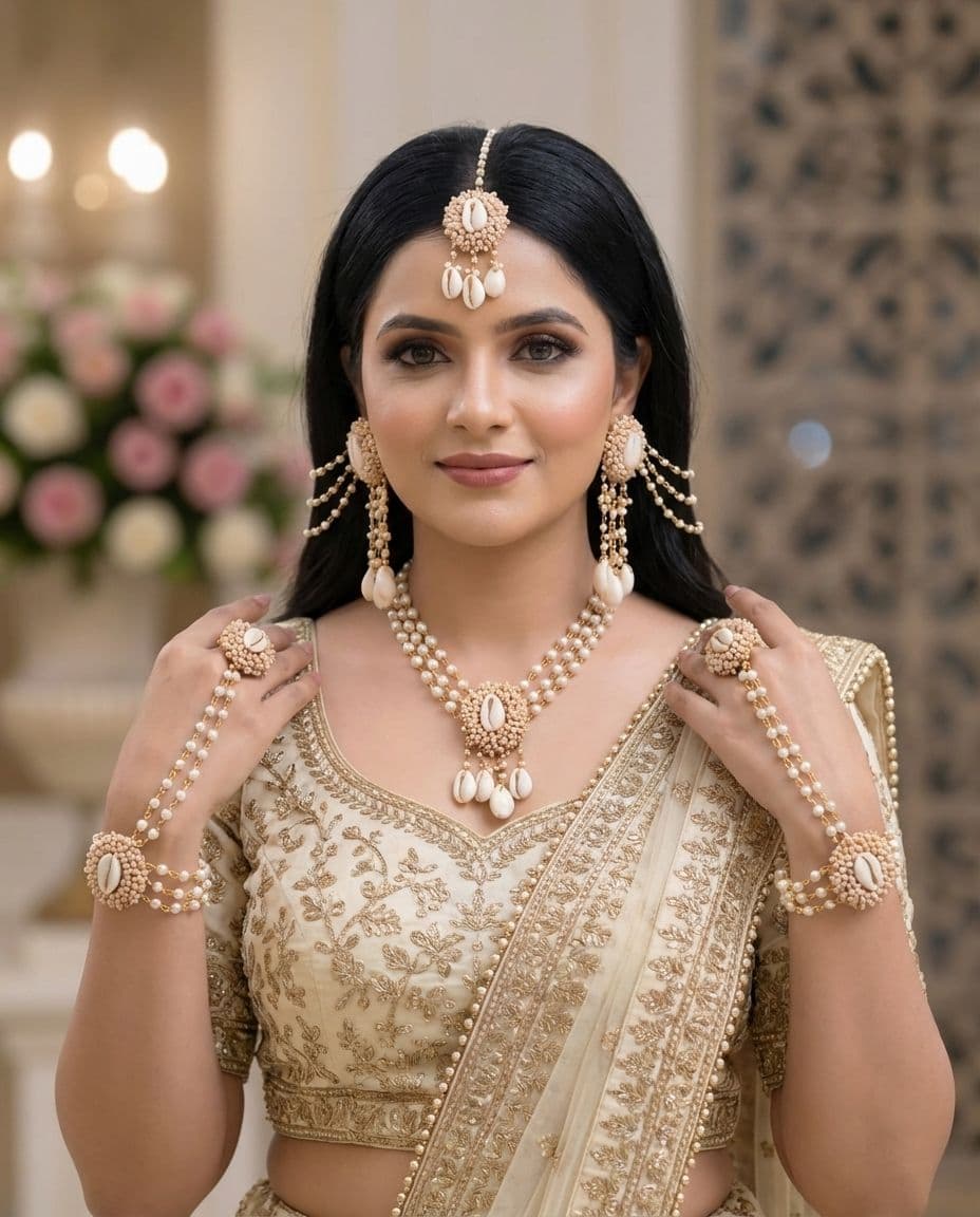 White Cowrie Shell Set for Haldi & Mehndi